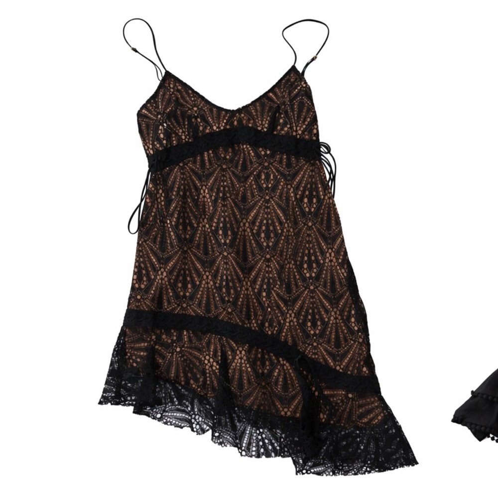 For Love And Lemons Black and Brown Asymmetrical Dress